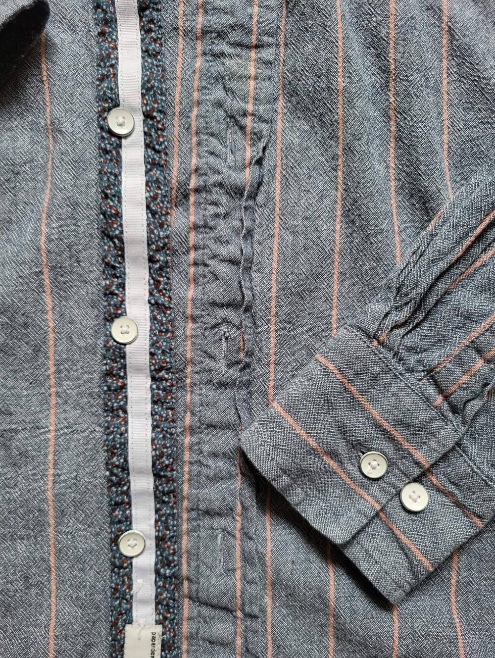 Paperdenim& cloth Classic cotton button-up striped details men's long Sleeves| S